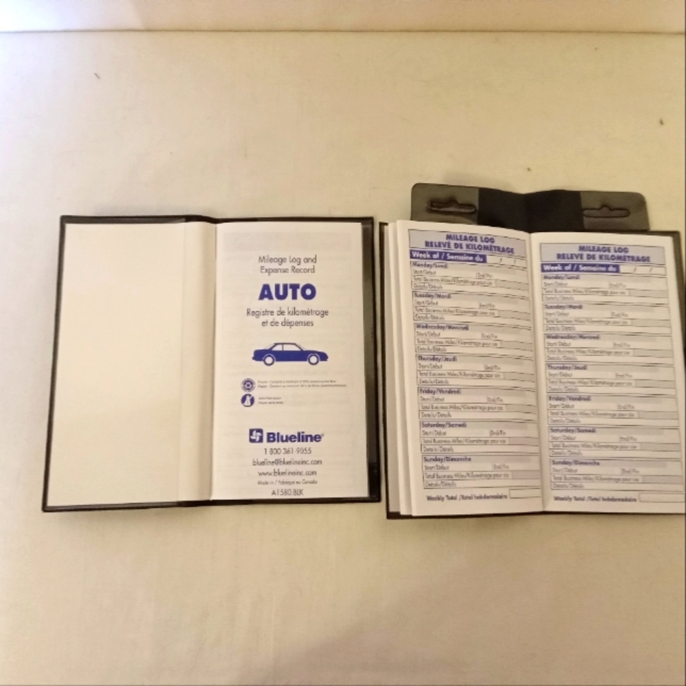 Blueline Auto Mileage log and Expenses record booklet x 2 mint condition